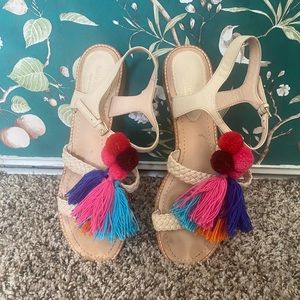 kate spade multicolor pom pom sandals